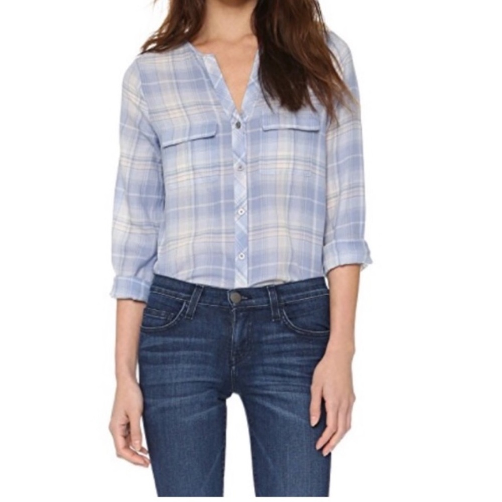 Joie Blouse Acaelle Plaid Button Down Cotton Top XS - Picture 17 of 17